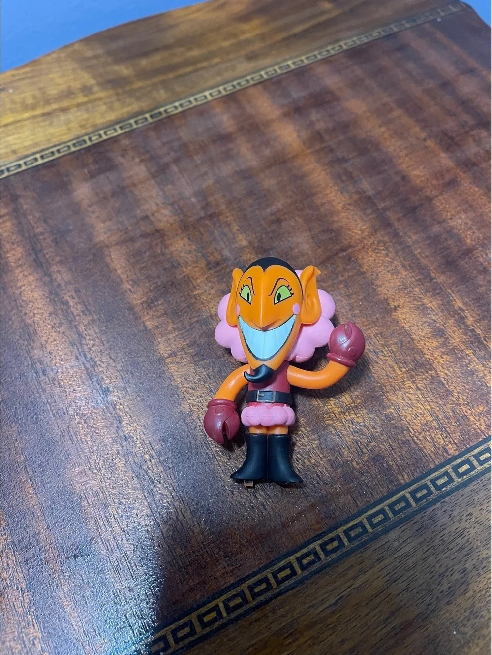 Vintage Cartoon Character Action Figure with Pink Hair and Boxing Gloves